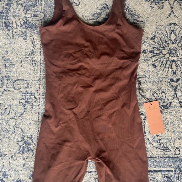Girlfriend Collective Earth Bike Unitard - Size L / Brown - Picture 3 of 4